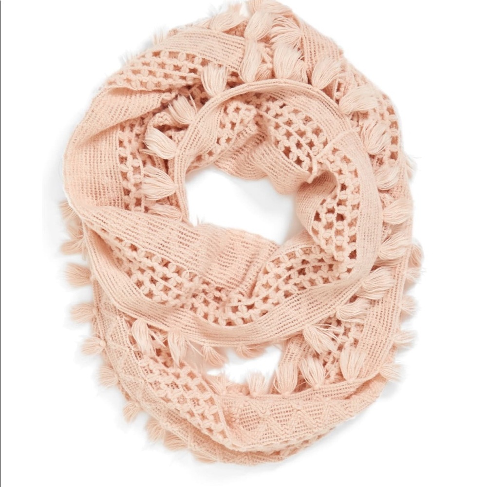 BP Tassel Open Knit Infinity Scarf